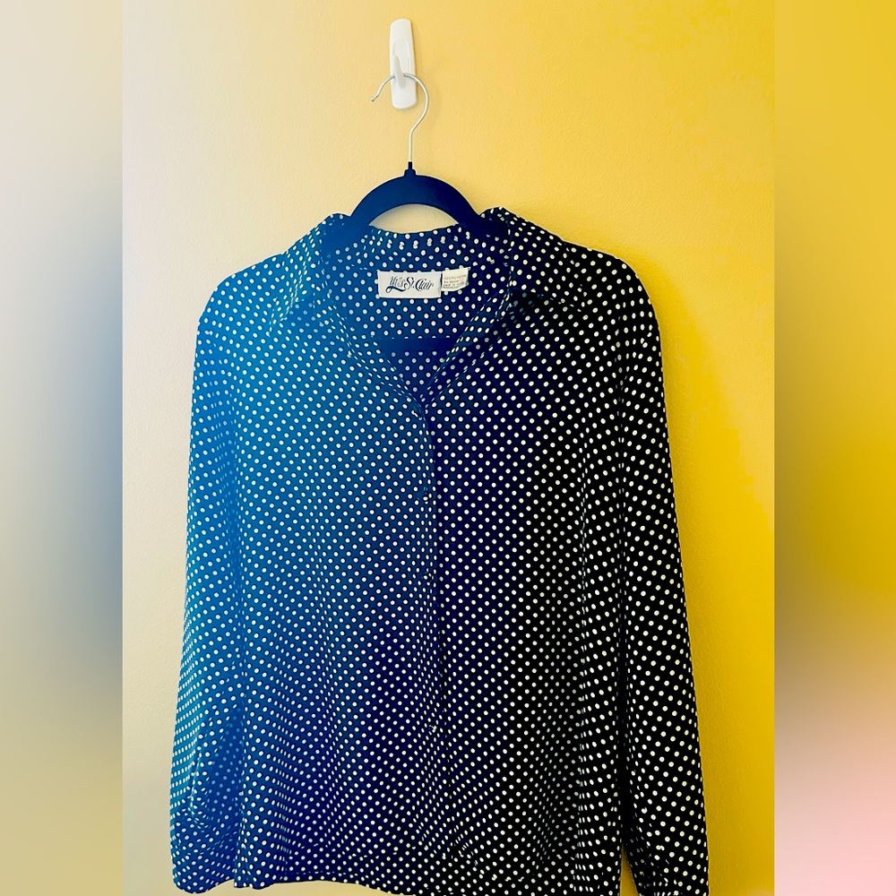 Black and white polka dot Yves St. Clair vintage dress top| size medium |